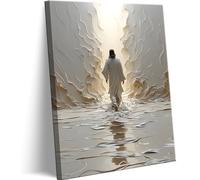 Lienzo decorativo para pared, diseño de Jesús caminando sobre el agua, huellas cristianas, decoración de pared, imágenes abstractas, modernas, religiosas, para sala de estar, dormitorio, iglesia,