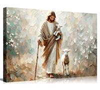 Lienzo decorativo para pared, diseño de Jesús Cordero - Cristo el Buen Pastor - Póster impreso para sala de estar, dormitorio, iglesia - Decoración del hogar listo para colgar