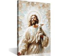 Lienzo decorativo para pared, diseño de Jesús y Cordero, diseño moderno de la Biblia de Jesús, cuadro de santo pastor, pintura cristiana renacentista para iglesia, sala de estar, dormitorio religioso,