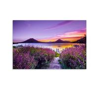 Lienzo decorativo para pared, diseño de lavanda morada, flor, mar, paisaje, arte, espacio, estético, 30 x 45 cm