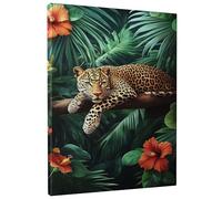 Lienzo decorativo para pared, diseño de leopardo, estampado de guepardo verde de la selva, decoración estética del hogar de animales salvajes para sala de estar, dormitorio, oficina, sin marco, 8 x 12