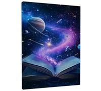 Lienzo decorativo para pared, diseño de libro de galaxia, impresión de póster espacial azul violeta, decoración de pared abstracta de ciencia ficción para sala de estar, dormitorio, oficina, lienzo