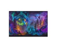 Lienzo decorativo para pared, diseño de lobo del bosque místico, colorido águila mágica, pintura sobre lienzo, póster decorativo para el hogar, sala de estar, dormitorio, decoración de pared, sin