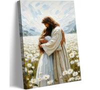 Lienzo decorativo para pared, diseño de niña abrazando a Jesús y mujer, imágenes modernas de curación cristiana, abrazar mormones, pósteres para pasillo, baño, comedor, sala de estar, cocina,
