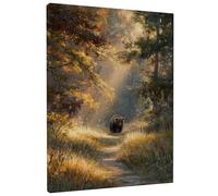 Lienzo decorativo para pared, diseño de oso de otoño, estampado de animales pardos, decoración de paisaje natural para sala de estar, dormitorio, oficina, estética acogedora, 8 x 12 pulgadas