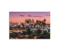 Lienzo decorativo para pared, diseño de paisaje de Los Ángeles, California, al atardecer, palmeras, ciudad socal laxa, cielo naranja, 40 x 60 cm