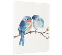 Lienzo decorativo para pared, diseño de pájaros de primavera, azul con naranja, acuarela, arte artístico para pared, decoración del hogar para sala de estar, dormitorio, oficina, sin marco, 40,6 x