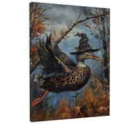 Lienzo decorativo para pared, diseño de pato otoñal, estampado de pájaros voladores color marrón y gris, decoración elegante para el hogar, sala de estar, dormitorio, oficina, Halloween, estética de 8