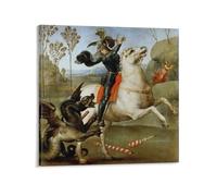 Lienzo decorativo para pared, diseño de San Jorge y el dragón y Rafael, 50 x 50 cm