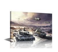 Lienzo decorativo para pared, diseño de tanque de la Segunda Guerra Mundial para sala de estar, 1 panel, impresión artística sobre lienzo, decoración moderna del hogar, decoración de otoño e invierno,