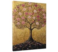 Lienzo decorativo para pared, diseño floral de melocotón dorado, arte elegante para sala de estar, dormitorio, oficina, sin marco, 40,6 x 50,8 cm