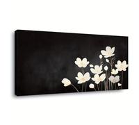 Lienzo decorativo para pared diseño floral en blanco y negro para sala de estar cocina dormitorio obra de arte moderna decoración del hogar (40 x 80 cm sin marco)