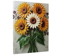 Lienzo decorativo para pared, estampado floral amarillo y blanco, decoración estética del hogar de primavera para sala de estar, dormitorio, cocina, lienzo envuelto de 8 x 12 pulgadas