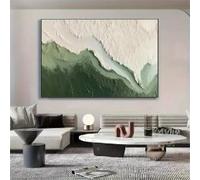 Lienzo decorativo para pared, paisaje, pintura al óleo, tonos neutros, acentos verdes, pósteres y paisajes, decoración de habitación (80 x 120 cm, sin marco)