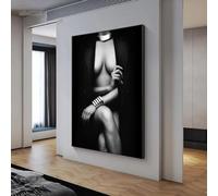 Lienzo decorativo para pared para sala de estar, moderno, de moda, mujer sexy, pintura en lienzo, póster con personajes en blanco y negro, impresión de 50 x 70 cm (20 x 28 pulgadas), marco interno