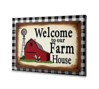 Lienzo decorativo para sala de estar, con texto en inglés "Welcome To Our Farmhouse: A Cozy Grann Scene" (30 x 40 cm)