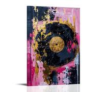 Lienzo decorativo retro para pared, diseño de patrón musical, obra de arte inspirada en la música abstracta, ideal para decoración de estudio (4) 12 x 18 pulgadas (30 x 45 cm)