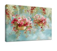 Lienzo decorativo rural para niños, 40 x 30 cm, impresión artística, verde semáforo, flores, vides, decoración de pared panorámica, para salón o dormitorio