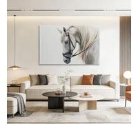 Lienzo decorativo rústico realista para pared de sala de estar, obra de arte moderna con tachuelas de caballo, animales, cuadros blancos para baño, dormitorio, pared, impresiones familiares, pinturas