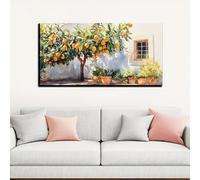 Lienzo decorativo vintage con imagen de un naranjo y una puerta, estilo rústico de cabaña, ideal para la pared del salón, la oficina o el hogar (60 x 120 cm/marco interno).