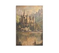 Lienzo decorativo vintage de castillo renacentista, medieval, oscuro, para sala de estar, dormitorio, baño, oficina, decoración del hogar, 50 x 75 cm