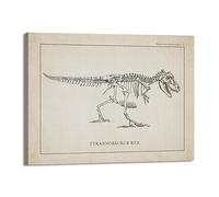 Lienzo decorativo vintage de esqueleto de dinosaurio, paleontología, pósteres de dinosaurios, fósiles, impresiones artísticas, triceratops, bocetos, imágenes, decoración de habitación de niño