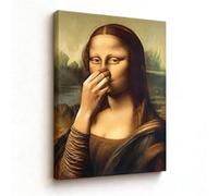 Lienzo divertido para baño impresión artística para pared humor sobre el baño retrato de Mona Lisa mal olor pintura póster imagen para decoración de baño (20 x 28 cm/8 x 11 pulgadas/marco interior)