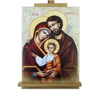 Lienzo efecto pintado - Marco de madera 30 x 40 cm - Fabricado en Italia (icono de la Sagrada Familia)