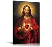 Lienzo enmarcado con diseño de corazón sagrado de Jesús, arte de pared de Jesús Divina Misericordia, impresión cristiana religiosa de Dios, obra de arte para decoración del hogar, sala de estar,