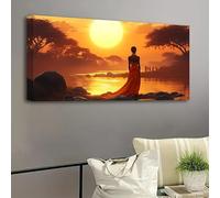 Lienzo enmarcado con impresión de arte mural de la gira afroamericana - Cuadros modernos para decoración de pared para sala de estar y dormitorio (45x85cm/18x34in)