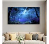 Lienzo enmarcado de madera para pared, pintura misteriosa del bosque sobre lienzo, imágenes estéticas de fantasía para sala de estar, dormitorio, restaurante, decoración de pared, 100 x 75 cm