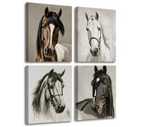 Lienzo enmarcado para pared de caballo, lienzo de caballo, arte de pared de caballos de granja, decoración de pared, pintura occidental, decoración de dormitorio, juego de 4 (8 x 10 pulgadas, sin