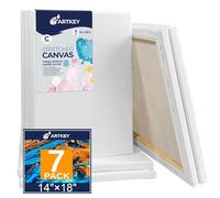 Lienzo estirado para pintar de 36 x 46 cm, paquete de 7, 300 g/m², triple imprimación, sin ácidos, 100% algodón, lienzo enmarcado grande en blanco para acrílicos, verter pintura al óleo