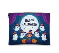 Lienzo fantasma con cremallera, calabazas festivas de bruja, Halloween, violeta, portátil, con cremallera, bolsa de cosméticos para viajes, bolso, baño, tocador y almacenamiento diario, Púrpura, 7x9