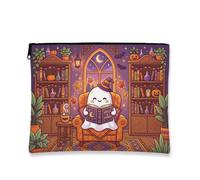 Lienzo fantasma con cremallera, libros acogedores y calabazas, Halloween, color violeta con cremallera, bolsa de aseo pequeña para viajes, tocador, baño, almacenamiento de bolsos y uso diario, Púrpura