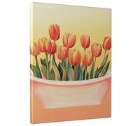 Lienzo floral de tulipanes de primavera, arte de pared con flores de melocotón naranja, decoración estética para el hogar, sala de estar, dormitorio, baño, dormitorio, lienzo envuelto de 8 x 10