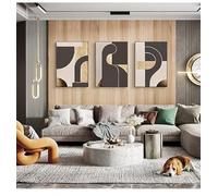 Lienzo geométrico negro retro, pósteres abstractos e impresiones, cuadros, arte de pared, imagen para decoración del hogar y la sala de estar (70 x 90 cm (28 x 35 pulgadas) x3)