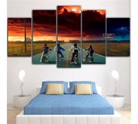 Lienzo grande Arte de la pared Arte de la pared Lienzo para la pintura de la pared de la sala de estar 5 piezas Stranger Things Picture Movie Posters Arte de la lona para la sala de estar Decoración