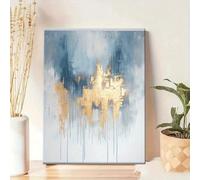 Lienzo grande para pared, pintura abstracta, obra de arte moderna, dorado, decoración para sala de estar, impresiones en lienzo, imagen para baño (40 x 80 cm, sin marco)