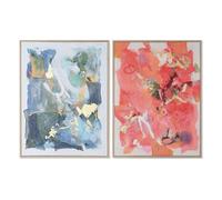 Home ESPRIT Lienzo Azul Rosa Poliestireno Lienzo Abstracto Moderno 94 x 4 x 123,5 cm (2 Unidades)