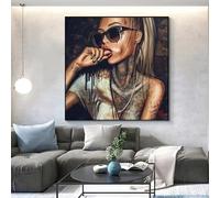 Lienzo impreso, arte mural moderno, tatuaje de mujer con corona, encantador, pintura en lienzo HD, póster, decoración para el hogar, dormitorio, sala de estar 80x80cm/32x32pulgadas marco interior