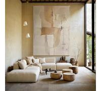Lienzo impreso beige, lienzo grande, pintura abstracta, arte de pared simple marrón, arte geométrico, decoración de pared, cuadros decorativos para sala de estar (60x80cm/marco interno)