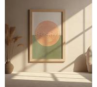 Lienzo impreso con la imagen de un sol naciente, póster artístico de puesta de sol, estilo Wabi-Sabi, decoración neutra para el hogar (60x90cm)