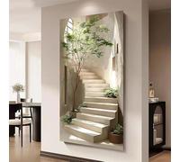 Lienzo impreso con la imagen de una escalera hacia un jardín para la decoración del hogar. Ideal para salas de estar, dormitorios y oficinas (40 x 80 cm).