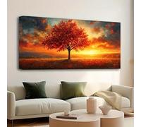 Lienzo impreso de gran tamaño con el Árbol de la Vida, arte de pared de estilo clásico y retro, ideal para el hogar, la oficina, el baño y la sala de estar (55 x 110 cm, sin marco).