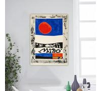 Lienzo impreso de Joan Miró «Exposition d'oeuvres récentes», arte surrealista, pintura al óleo, decoración de pared para el hogar (40 x 60 cm/marco interno).