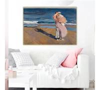 Lienzo impreso de Joaquín Sorolla "Pescadora con su hijo", pintura al óleo, decoración para el hogar o la sala de estar (30x40 cm, sin marco).