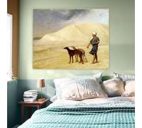 Lienzo impreso "En el desierto" de Jean Leon Gerome. Pintura al óleo decorativa. Cuadro para pared. Decoración para el hogar, sala de estar (50x60cm).