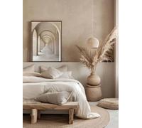 Lienzo impreso Póster Beige Neutral Arquitectura Arte Lámina Decoración de Pared Minimalista Relajante Zen Decoración Sutil (30x45cm)