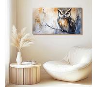 Lienzo inspirador con impresión de búho en rama, pintura clásica vintage, decoración del hogar para sala de estar y dormitorio (40 x 80 cm, sin marco)